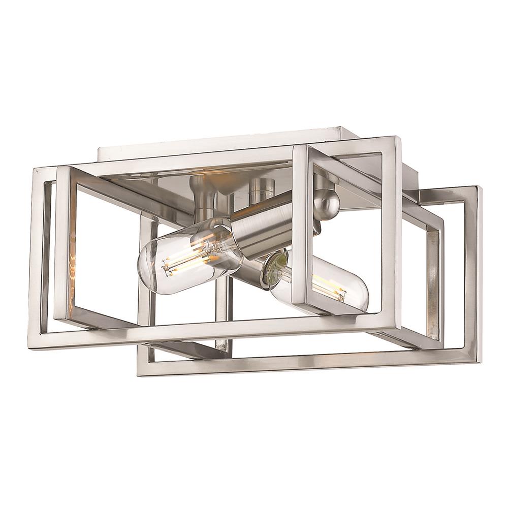 Golden Lighting 6070-FM PW-PW Tribeca Flush Mount in Pewter with Pewter Accents